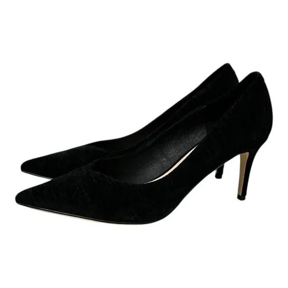 Melyann Throw Black Velvet Pumps Women's 8 Heels Point Toe - Picture 3 of 7
